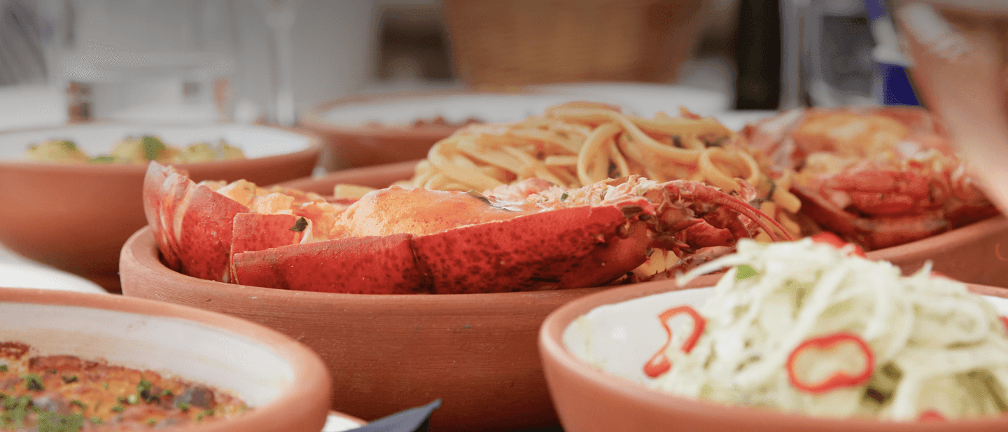 Lobster linguine and Mediterranean dishes at La Guérite, D Maris Bay