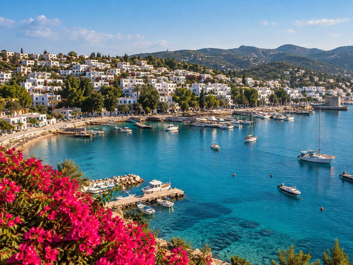 A refined view across Bodrum and its blue Aegean bay